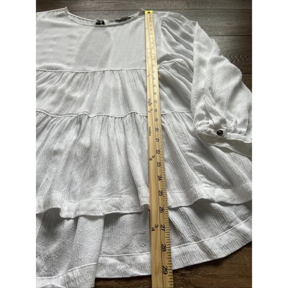 American Eagle Top Womens Large White Long Sleeve Babydoll Open Back Viscose - Picture 8 of 10